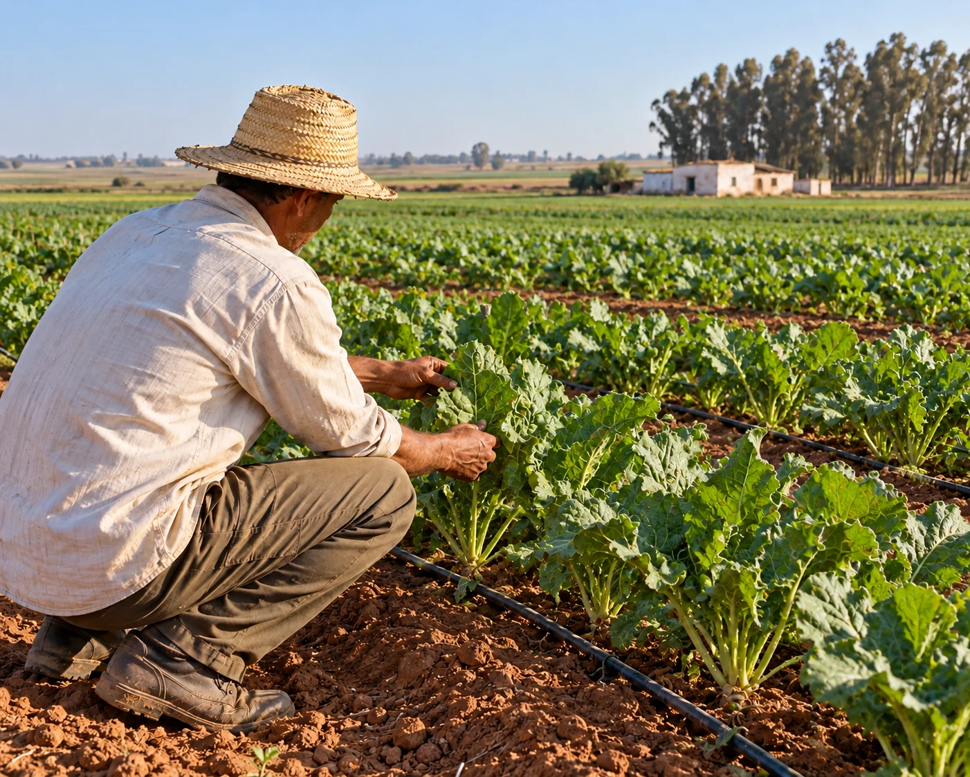 Agriculteur dans une parcelle de betterave à sucre